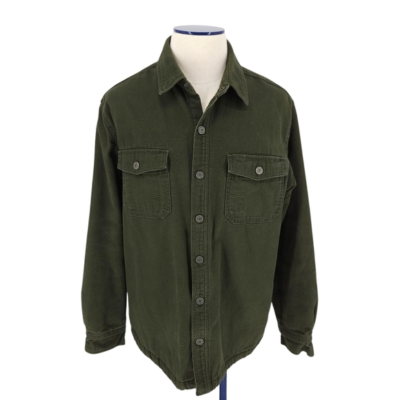 Duluth Trading Fire Hose Jacket Green Long Sleeve Snap Button Lined Barn Coat XL - Picture 1 of 9